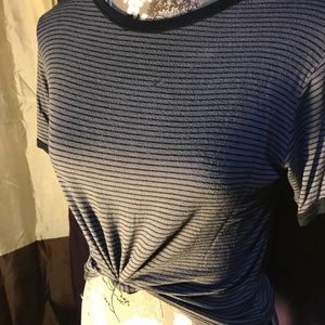 Crop stripe lightweight tee